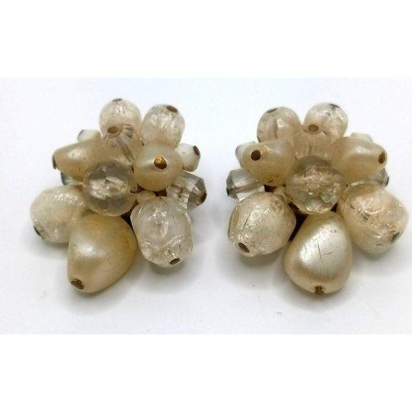Vintage West‎ Germany Marked Bead Cluster Clip On Earrings - Picture 6 of 6